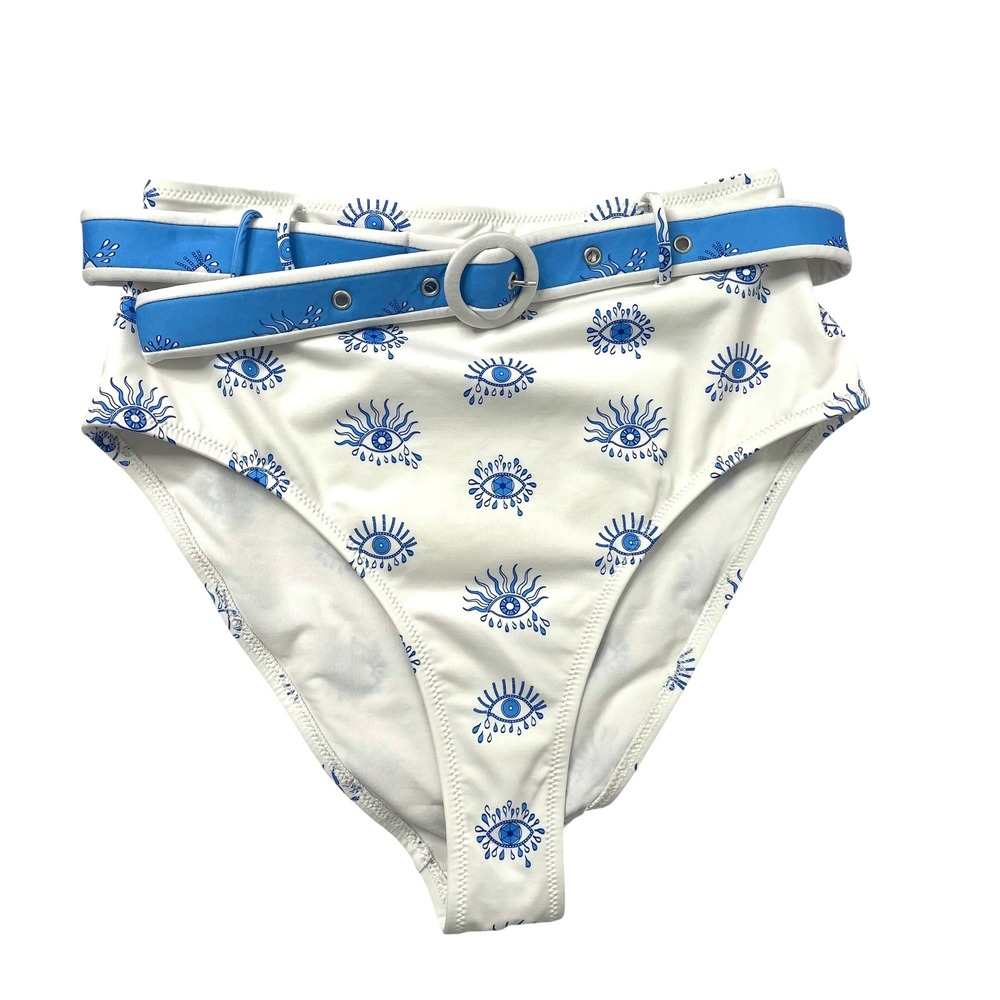 Paolita Kaleidoscope Eyes Crossover Bikini one shoulder top set Size S blue - Picture 3 of 8
